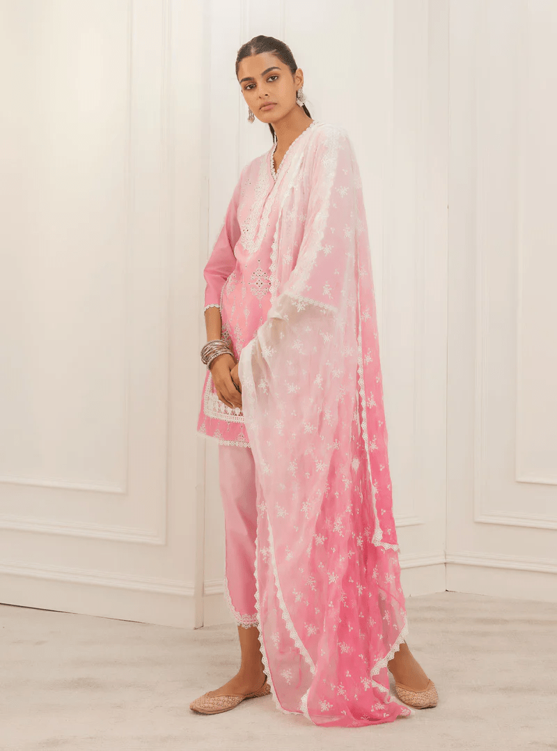 Cotton Pink Kurta With Pink Pant