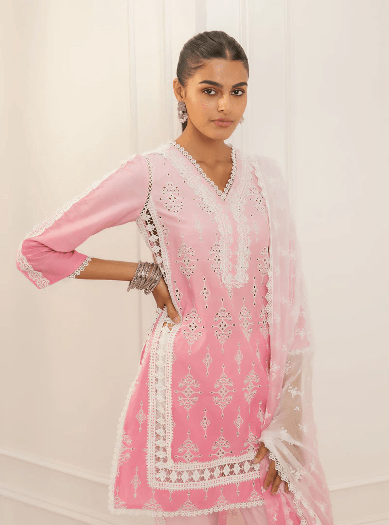 Cotton Pink Kurta With Pink Pant