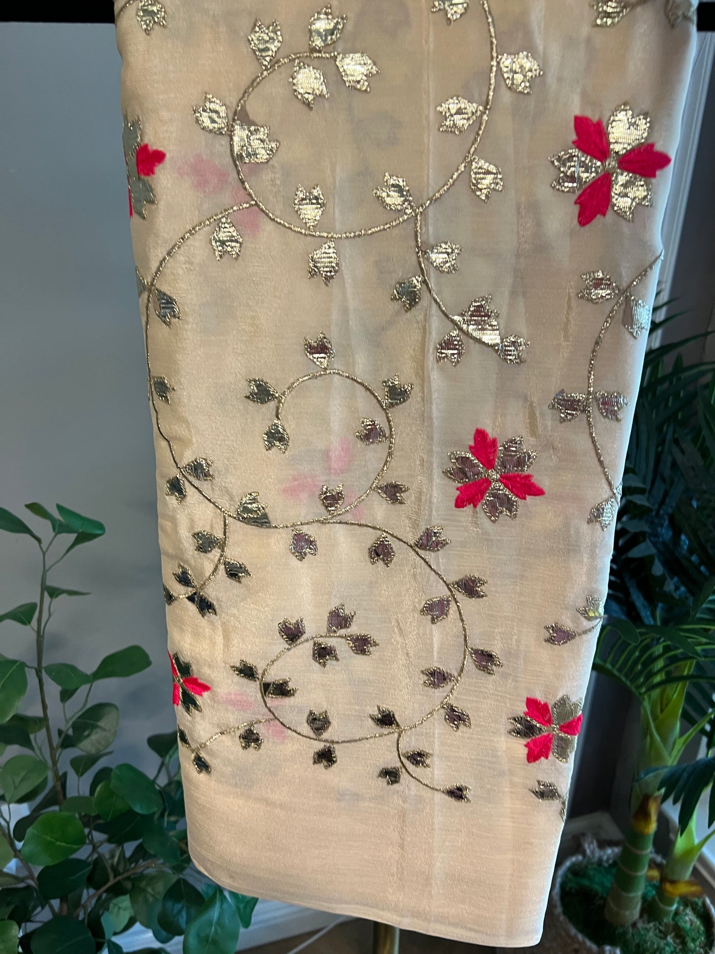 Beige Gotta Patti Saree