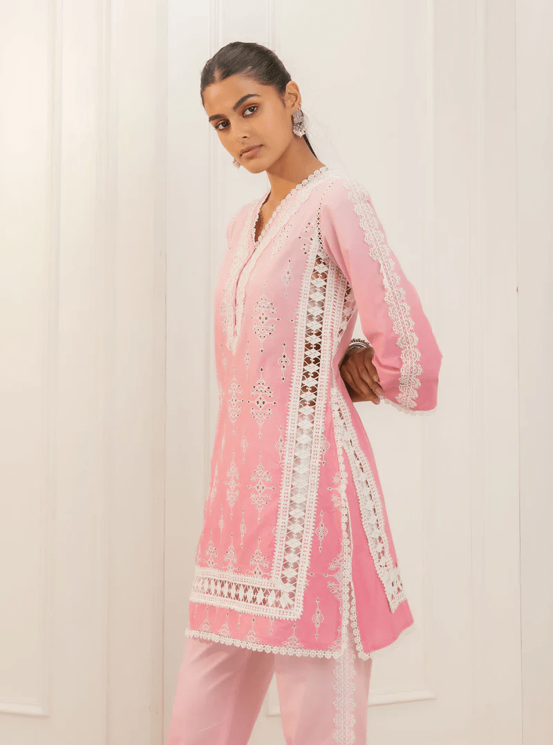 Cotton Pink Kurta With Pink Pant