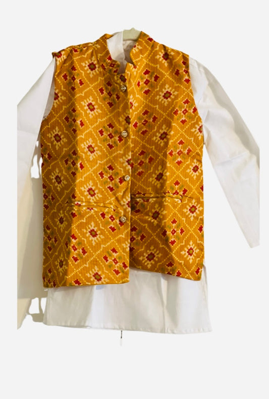 Yellow Kota Doriya waist coat