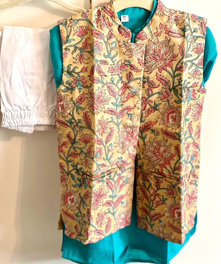 Cotton Sanganeri 3 piece set