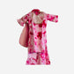 Pink Tie dye peplum kurta with duppata