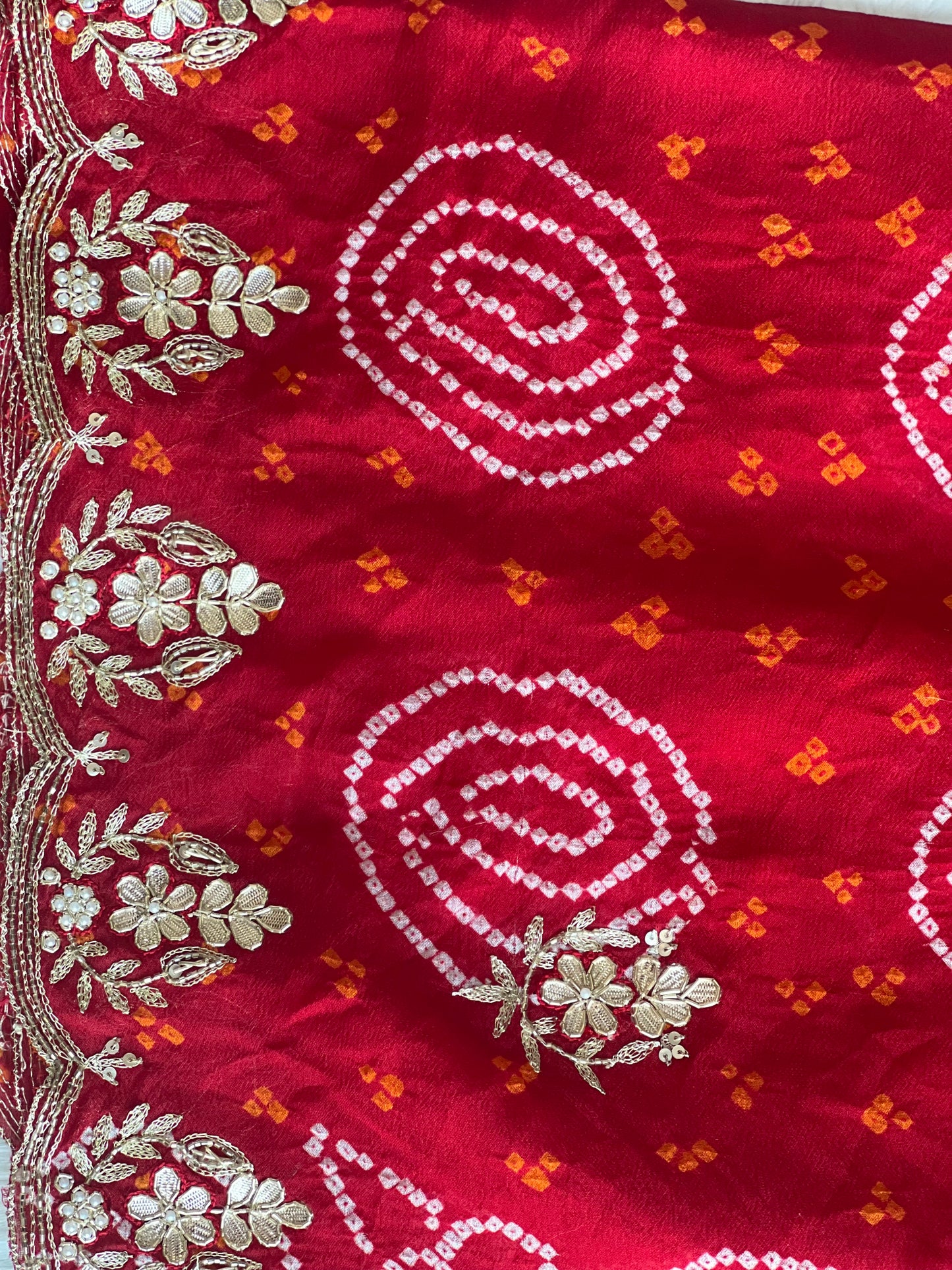 Red Kundan meena dupatta