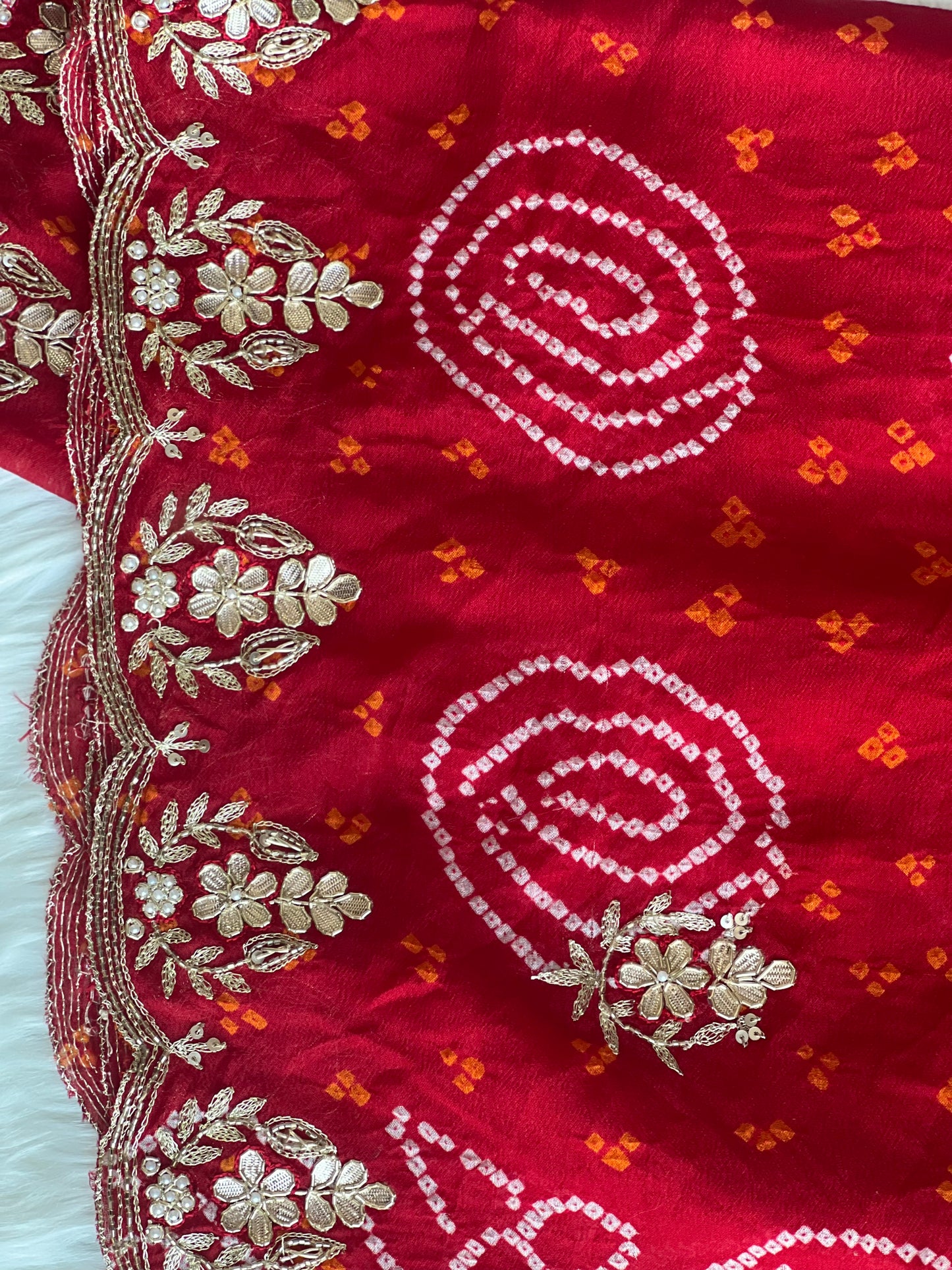 Red Kundan meena dupatta