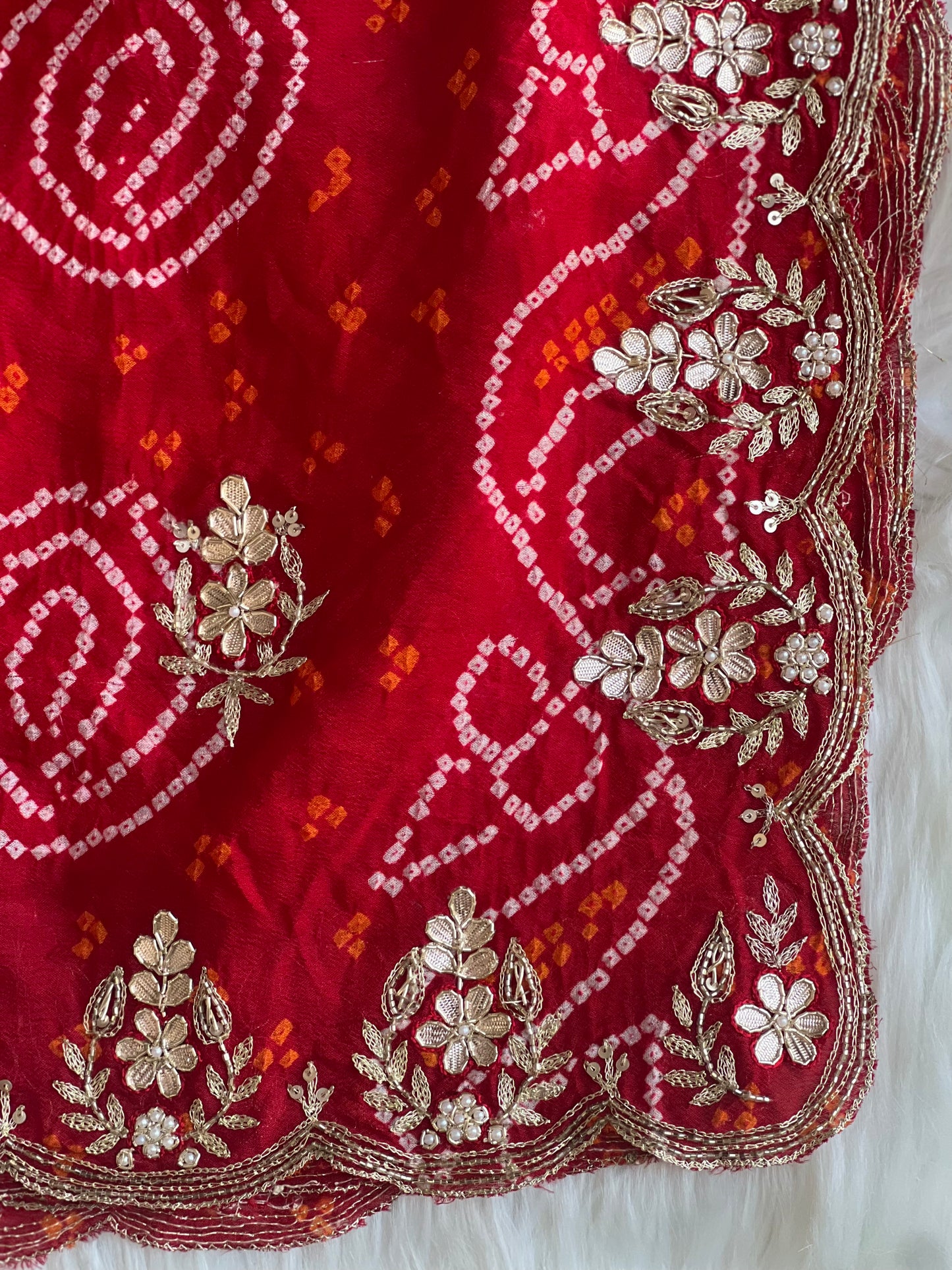 Red Kundan meena dupatta