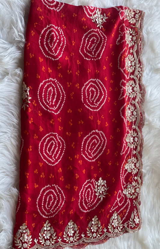 Red Kundan meena dupatta