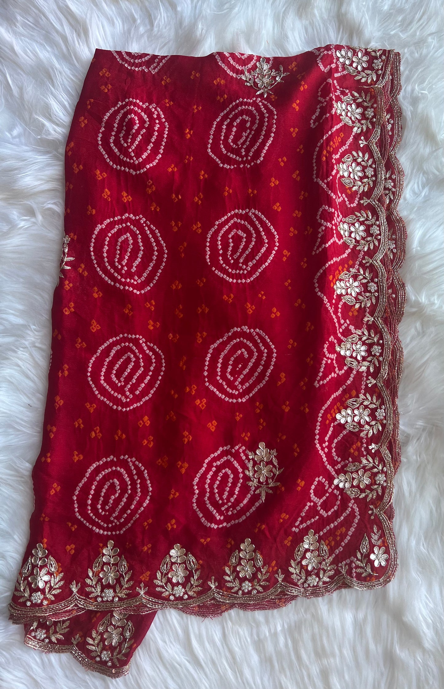 Red Kundan meena dupatta