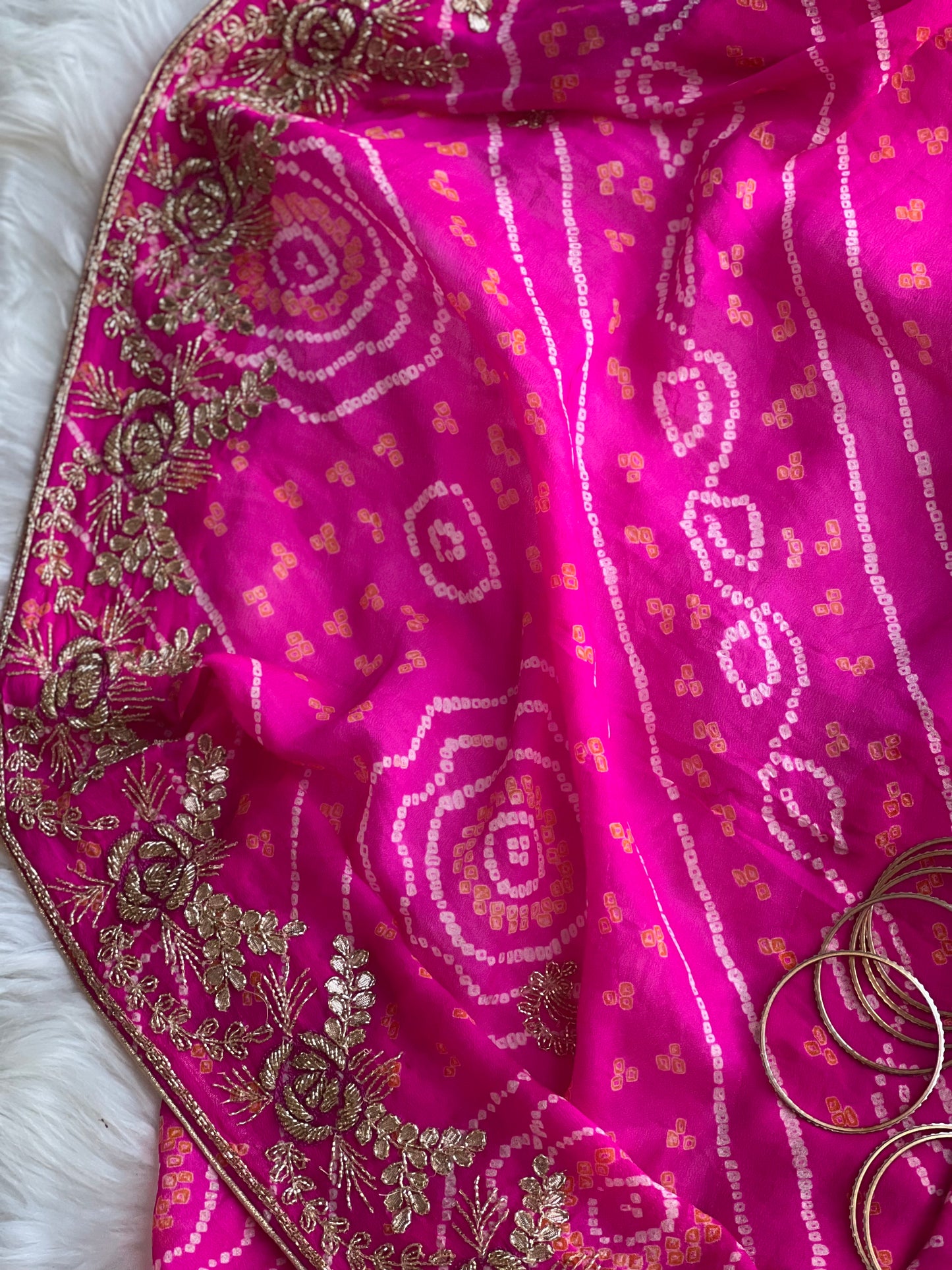 Hot Pink zardosi dupatta