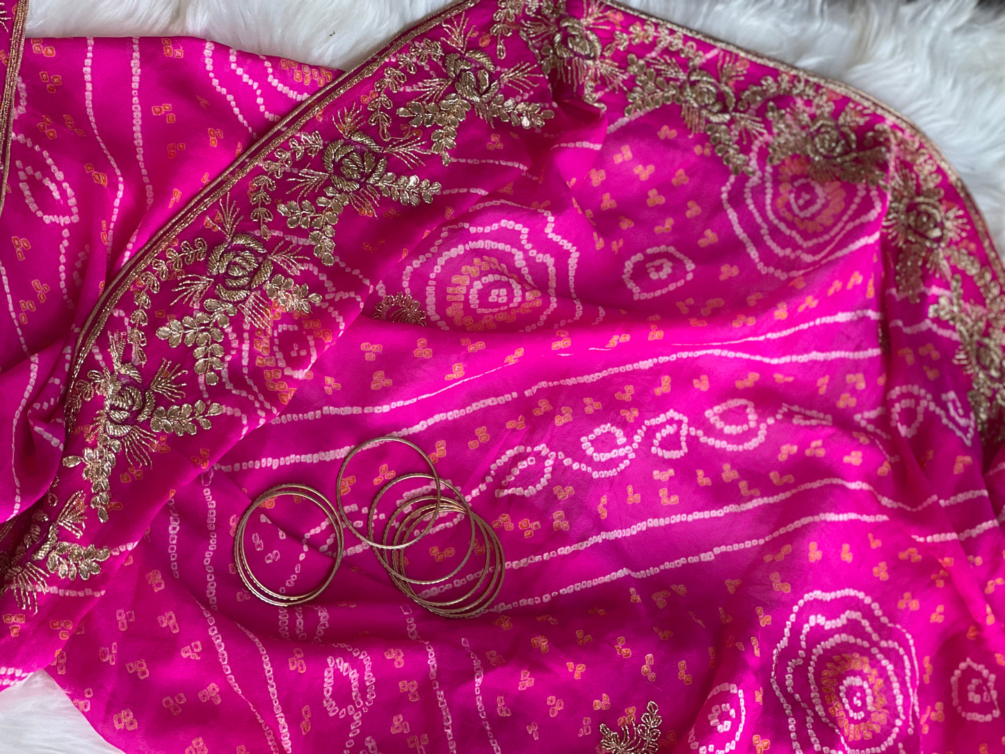 Hot Pink zardosi dupatta