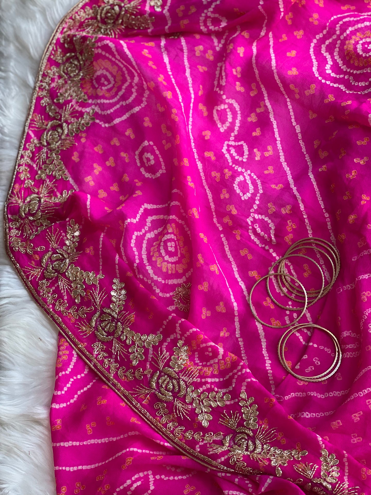 Hot Pink zardosi dupatta