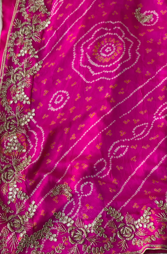 Hot Pink zardosi dupatta