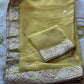 Lemon Yellow Gotta patti saree
