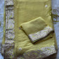 Lemon Yellow Gotta patti saree