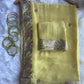 Lemon Yellow Gotta patti saree