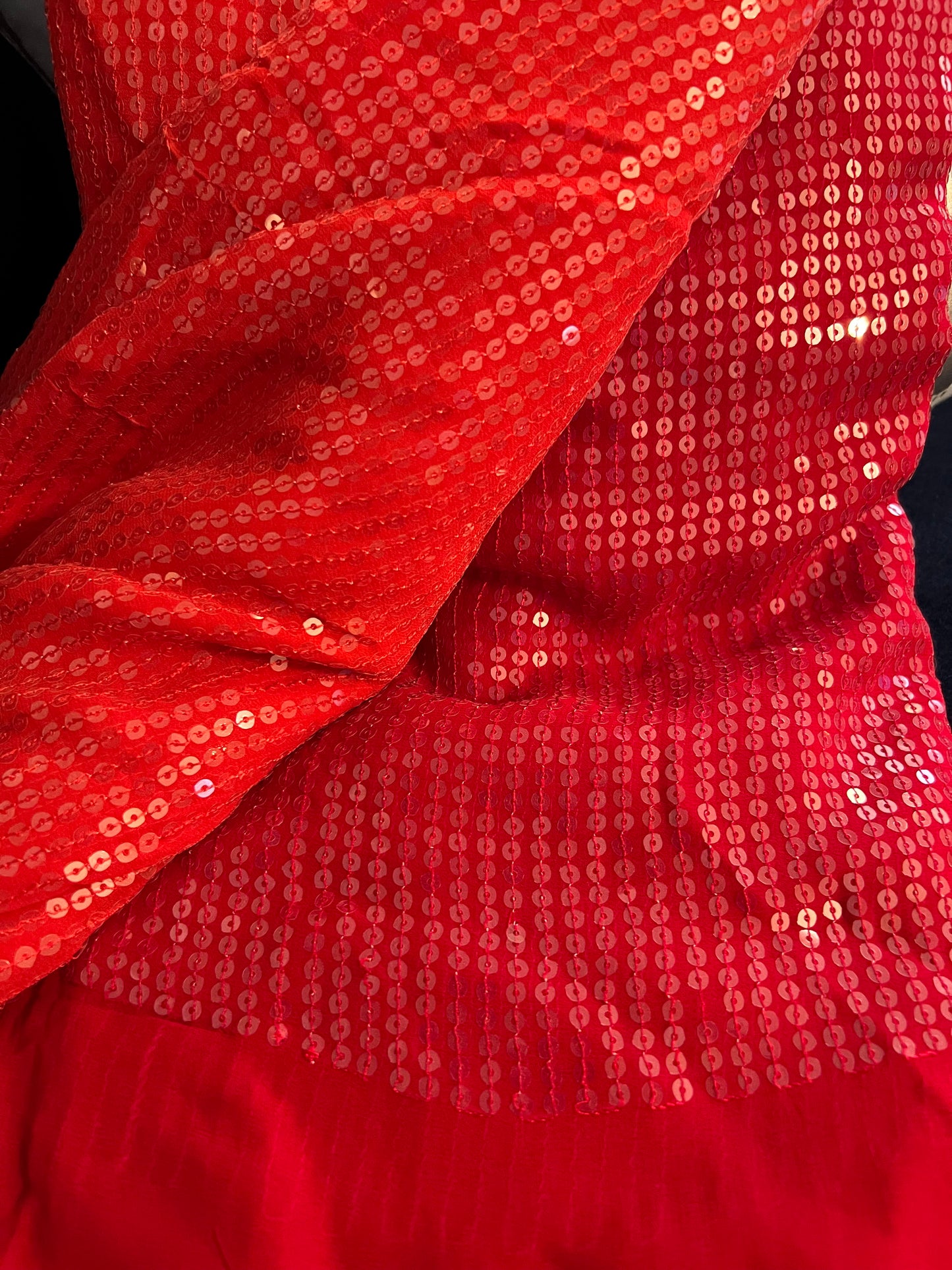 Blood Red Sequins Saree