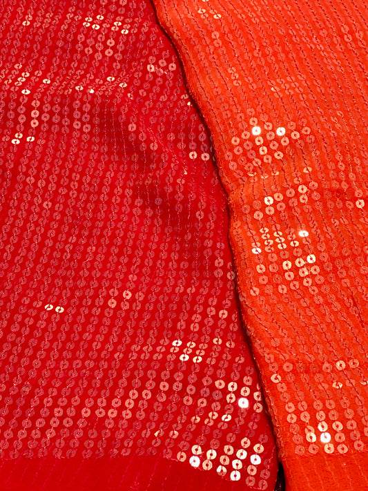 Blood Red Sequins Saree